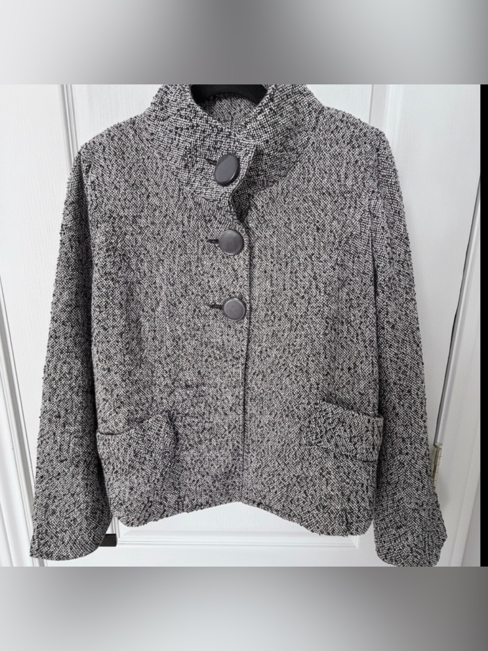mac & jac Black and White Tweed Button-Front Jacket - Picture 14 of 16